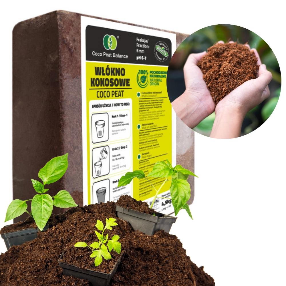 Coco Peat Włókno Kokosowe Brykiet 6mm 4,5kg - Biovita
