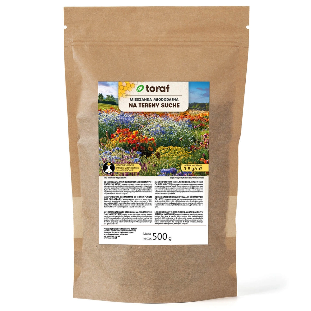 14426.webp Łąka kwietna Mieszanka bylinowa roślin miododajnych na tereny suche nasiona 500g - TORAF