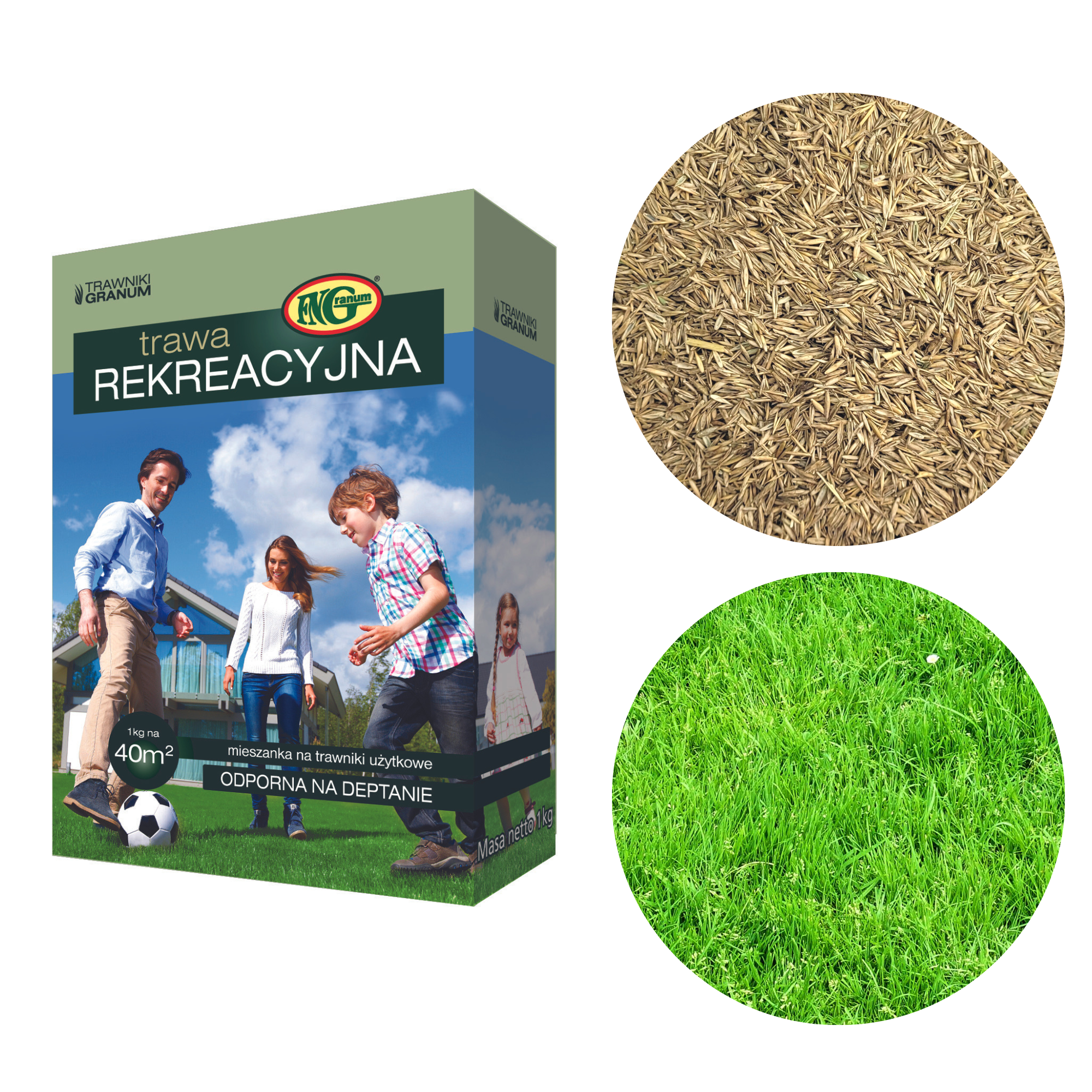 5491.png Mieszanka nasiona Trawy Kwalifikowana Rekreacyjna 1 kg - FN Granum