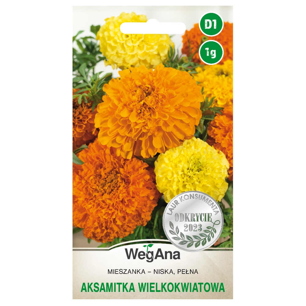8776.webp Aksamitka niska wielkokwiatowa mieszanka nasiona 1g - WegAna