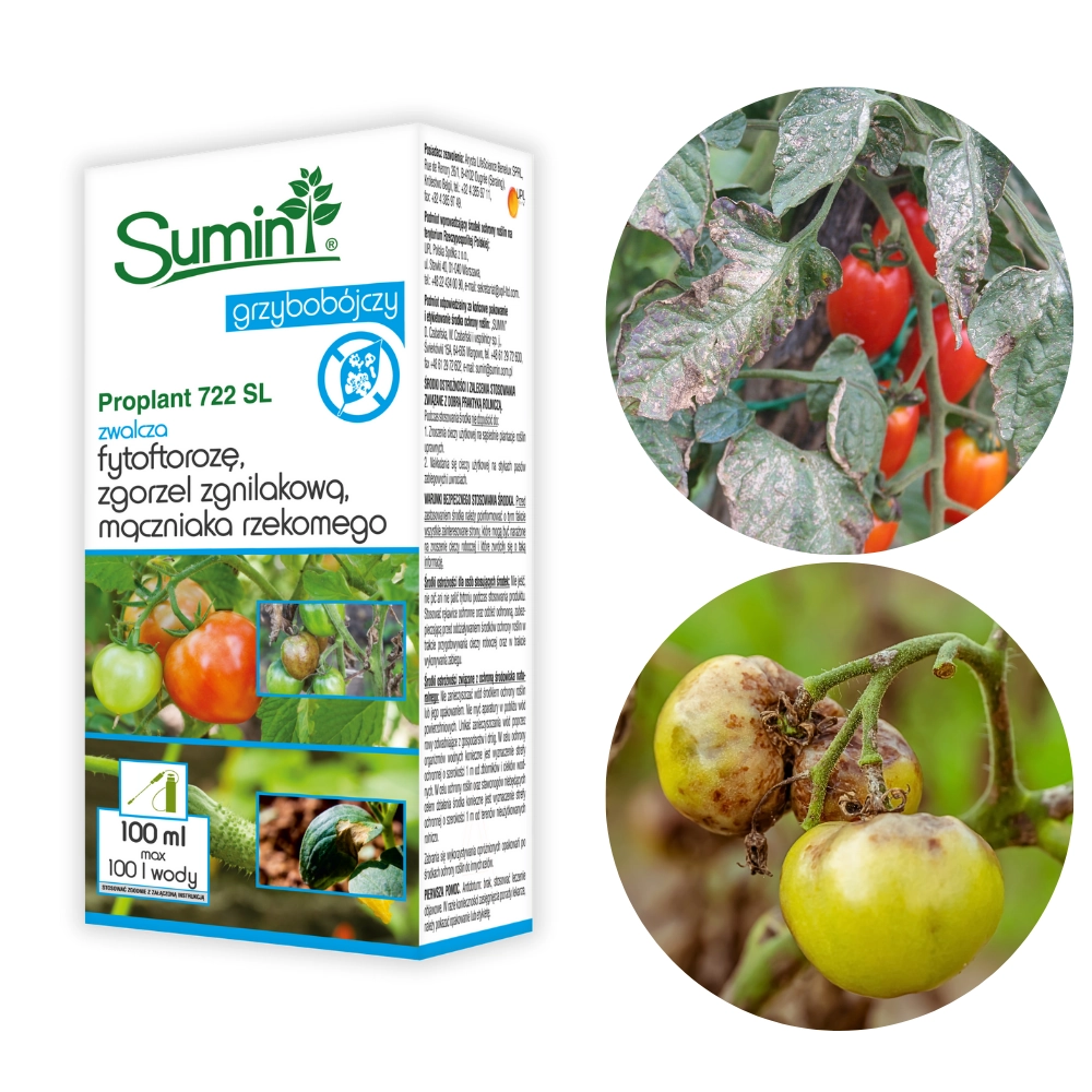 Proplant 722 SL zwalcza fytoftorozę, mączniaka rzekomego, zgorzel zgnilakową 100ml - SUMIN